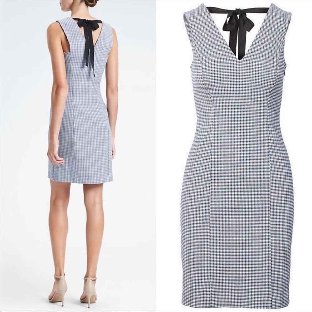 NWT Banana Republic Houndstooth Check Tie-Back Sheath Dress